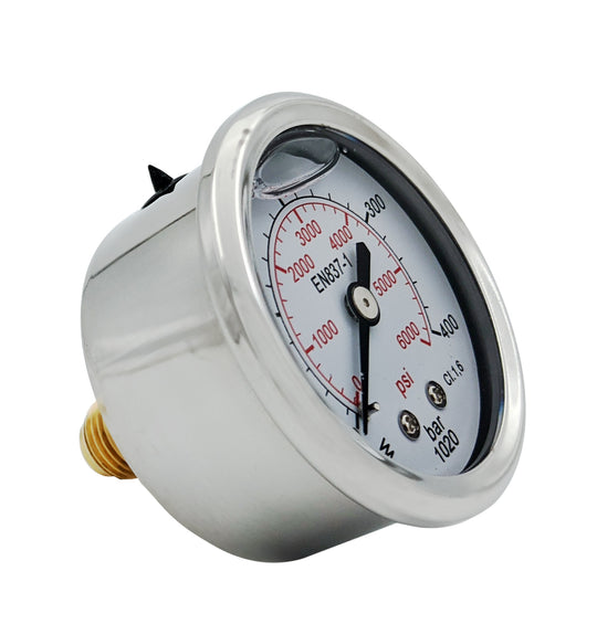 50Mm Gauge 6000 Psi, Rear Mount, Plastic