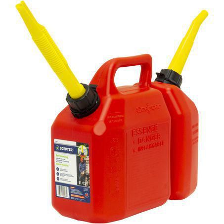 Scepter 6L / 2.5L Red Plastic Fuel Jerry Can Combo (J63)