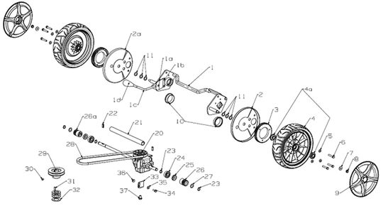 Rear Axle Assy, Comp 18" SP THD