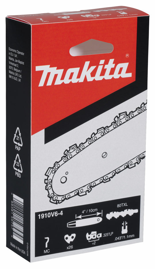 Makita 1910V6-4 4" Replacement Saw Chain – Genuine 80TXL