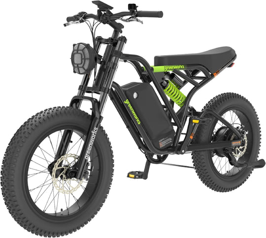 Greenworks 60V 20EB60L All-Terrain Fat Tire Electric Bike – 750W Motor, 20" Wheels