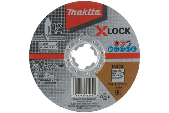 Makita X-LOCK 125mm x 1.2 x 22.23 Thin Cut-off Wheel Flat