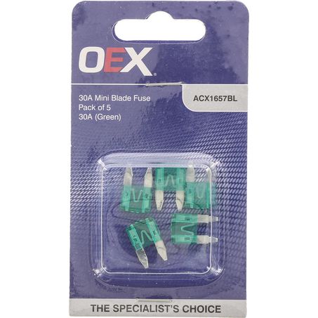 ACX1657BL - Oex Mini Blade Fuse, 30a Green - Pack Of 5