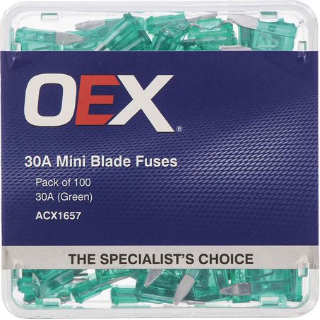 ACX1657 - OEX Mini Blade Fuse, 30a Green - Pack Of 100