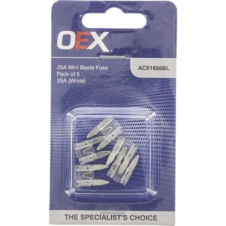 ACX1656BL - OEX Mini Blade Fuse, 25a White - Pack Of 5
