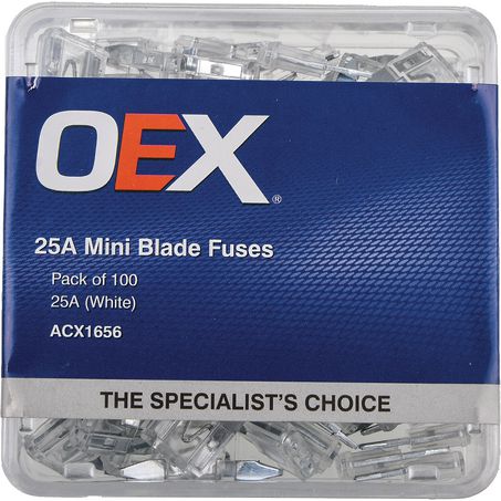 ACX1656 - OEX Mini Blade Fuse, 25a White - Pack Of 100