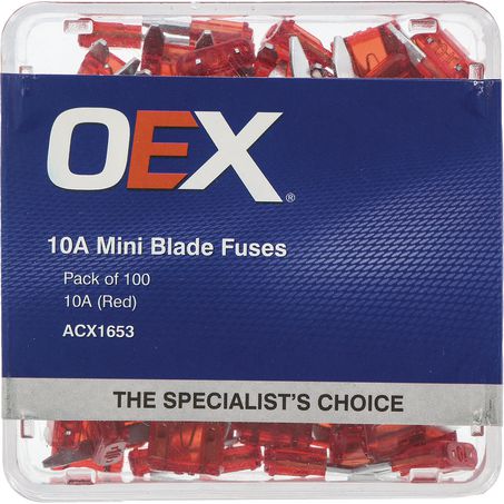 ACX1653 - OEX Mini Blade Fuse, 10a Red - Pack Of 100