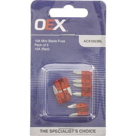 ACX1653BL - OEX Mini Blade Fuse, 10a Red - Pack Of 5