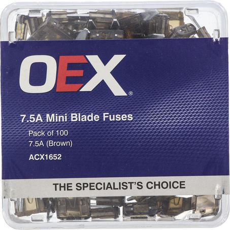 ACX1652 - OEX Mini Blade Fuse, 7.5A Brown - Pack Of 100