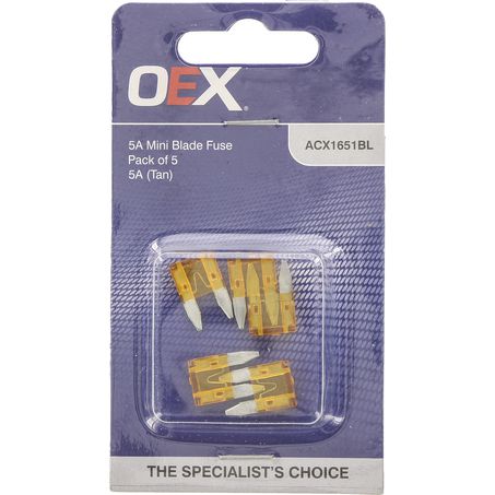 ACX1651BL - OEX Mini Blade Fuse, 5a Tan - Pack Of 5