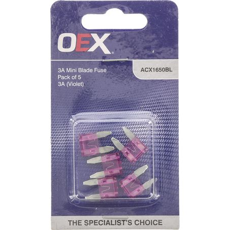 ACX1650BL - OEX Mini Blade Fuse, 3a Violet - Pack Of 5
