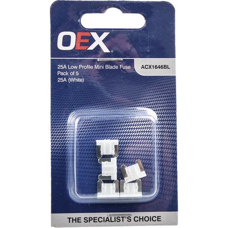 ACX1646BL - OEX Low Profile Mini Blade Fuse, 25a White - Pack Of 5