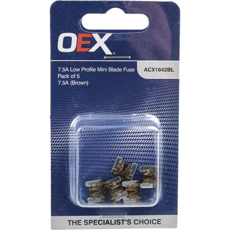 ACX1642BL - OEX Low Profile Mini Blade Fuse, 7.5A Brown - Pack Of 5
