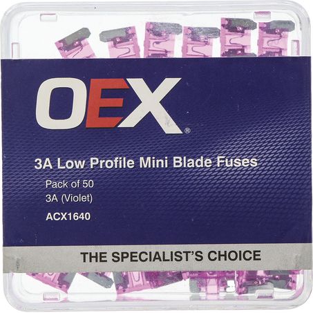 ACX1640 - OEX Low Profile Mini Blade Fuse, 3a Violet - Pack Of 50