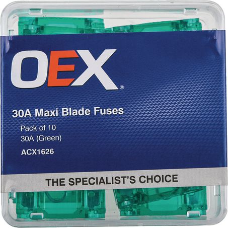 ACX1626 - OEX Maxi Blade Fuse, 30a Green - Pack Of 10