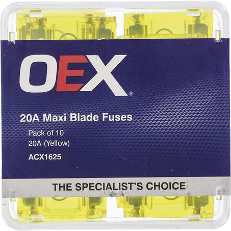 ACX1625 - OEX Maxi Blade Fuse, 20a Yellow - Pack Of 10