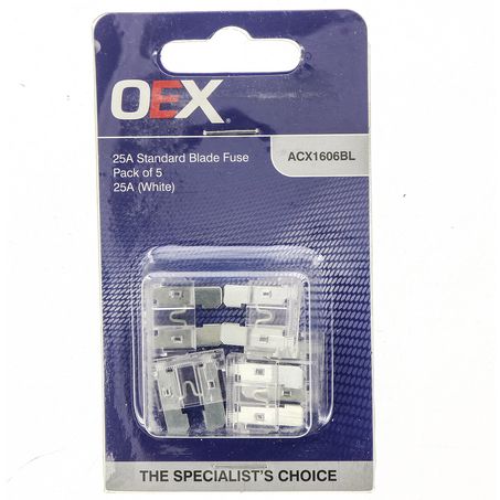 ACX1606BL - OEX Standard Blade Fuse, 25a White - Pack Of 5