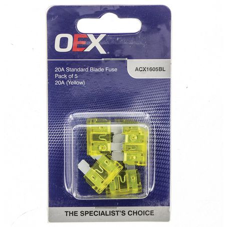 ACX1605BL - OEX Standard Blade Fuse, 20a Yellow - Pack Of 5