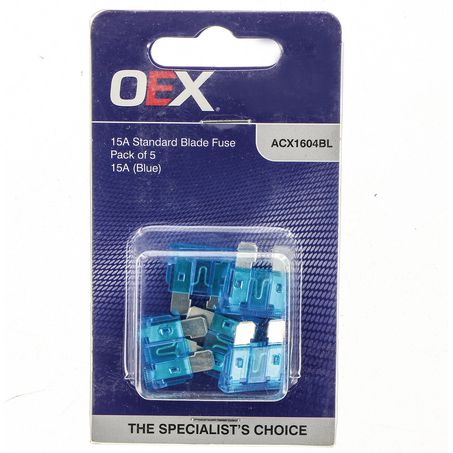 ACX1604BL - OEX Standard Blade Fuse, 15a Blue - Pack Of 5