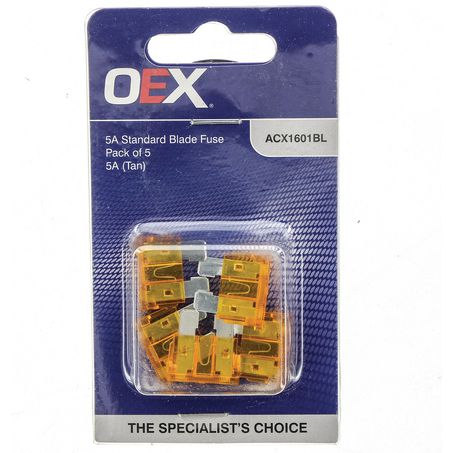 ACX1601BL - OEX Standard Blade Fuse, 5a Tan - Pack Of 5