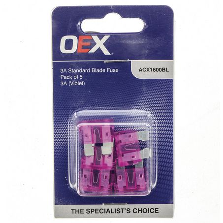 ACX1600BL - OEX Standard Blade Fuse, 3a Violet - Pack Of 5