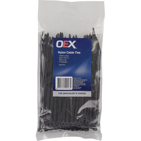 ACX1316 - OEX Black Nylon Cable Ties - 3.6mm X 150mm - Pack Of 100