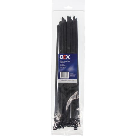 ACX1321-25 - OEX Black Nylon Cable Ties - 7.6mm X 370mm - Pack Of 25