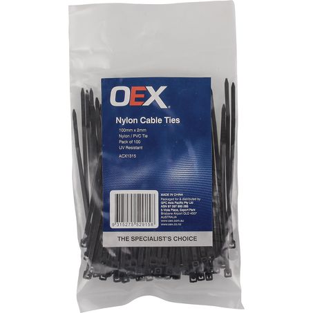 ACX1315 - OEX Black Nylon Cable Ties - 2.5mm X 100mm - Pack Of 100