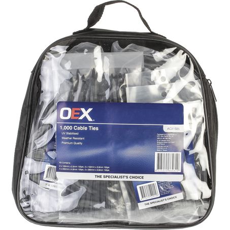 ACX1325 - OEX Black Nylon Cable Tie Assortment - Pack Of 1000