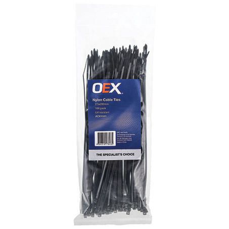 ACX1331 - OEX Black Nylon Cable Ties - 2.5mm X 200mm - Pack Of 100