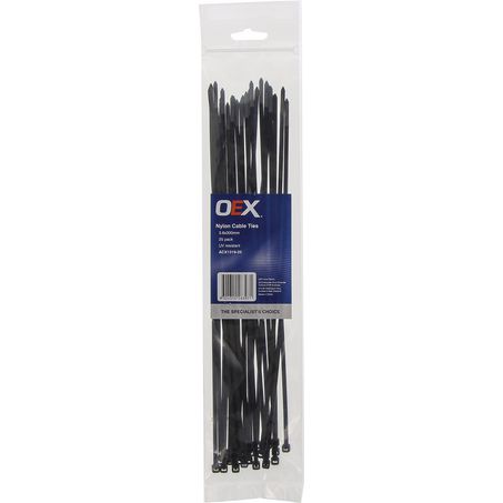 ACX1319-25 - OEX Black Nylon Cable Ties - 3.6mm X 300mm - Pack Of 25