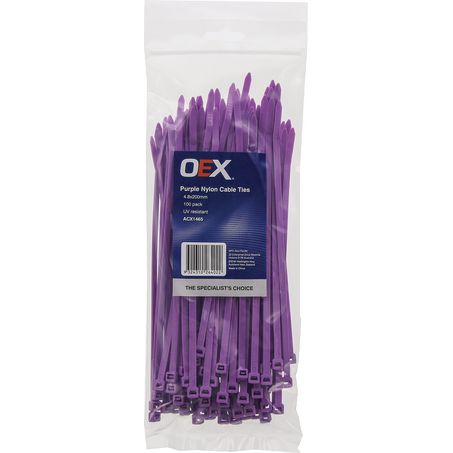 ACX1465 - OEX Purple Nylon Cable Ties - 4.8mm X 200mm - Pack Of 100