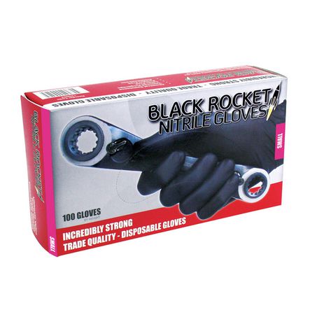 130001 - Black Rocket Nitrile Gloves 100 Pack - Small