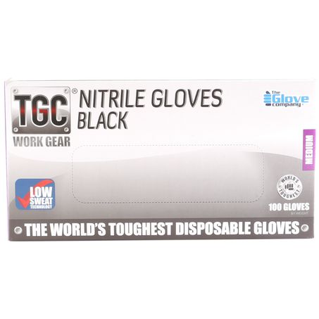 160002 - TGC Nitrile Gloves Black 100 Pack Medium