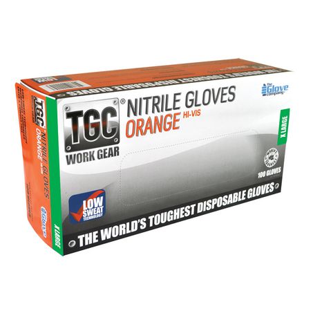 160034 - TGC Orange Hi-Vis Nitrile Gloves 100 Pack X Large