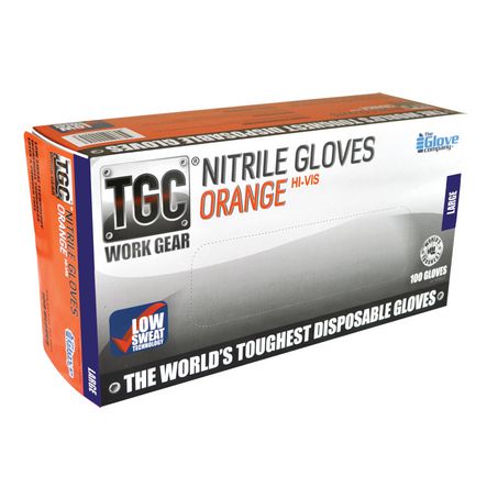 160033 - TGC Orange Hi-Vis Nitrile Gloves 100 Pack Large