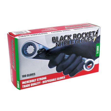 130004 - Black Rocket Nitrile Gloves 100 Pack - Extra Large