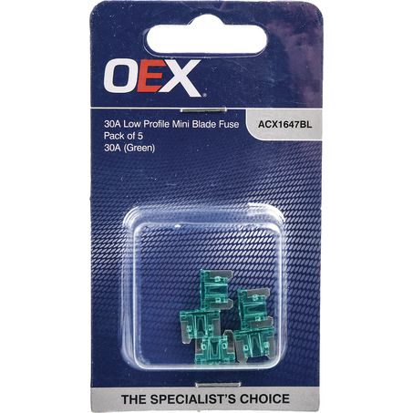 ACX1647BL - Oex Low Profile Mini Blade Fuse, 30a Green - Pack Of 5