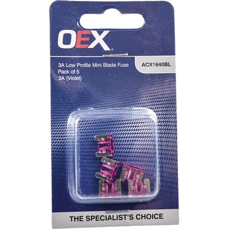 ACX1640BL - Oex Low Profile Mini Blade Fuse, 3a Violet - Pack Of 5