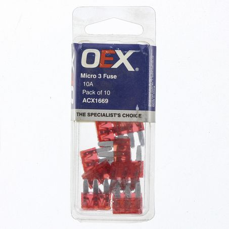 ACX1669 - Oex Micro 3 Blade Fuse, 10a Red - Pack Of 10