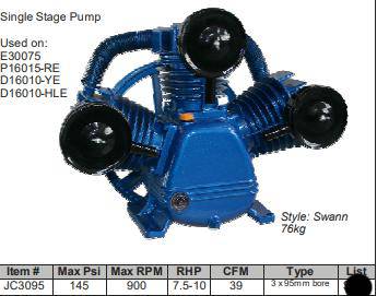 Air Compressor Pump - Single Stage Jc3095