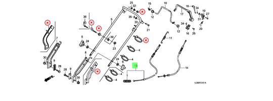 Honda CLUTCH CABLE COMP, HRU216M2 #54510VK3R40