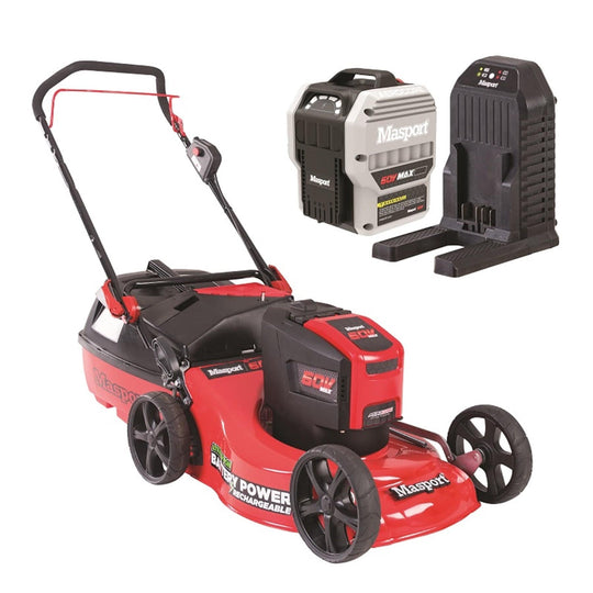 Masport 60V 18" Cordless Brushless Electric Lawnmower – Cut, Catch, Mulch & Side Discharge