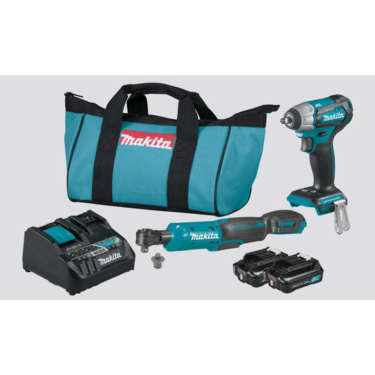 Makita 12V Cxt 2-Pc Cordless Impact Wrench & Ratchet 2.0Ah - Kit